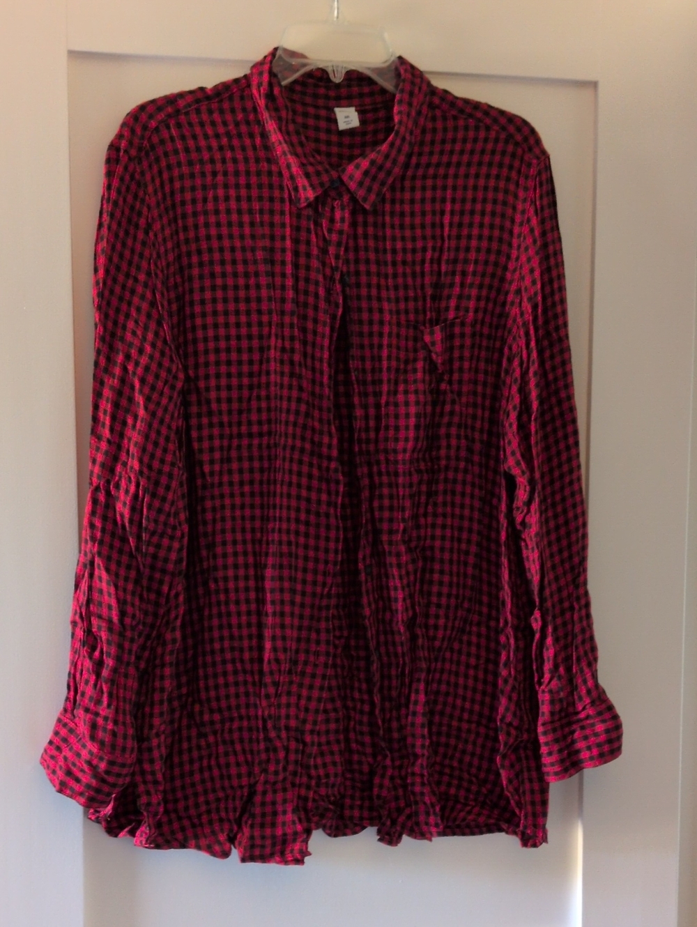 Old Navy Red and Black Plaid Button-Down Shirt